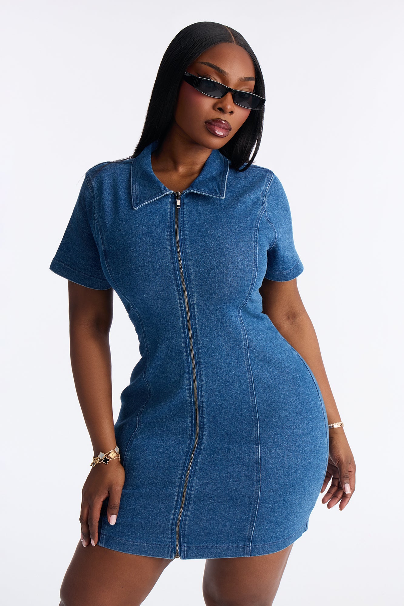 Gabby Denim Mini Dress - Dark Wash