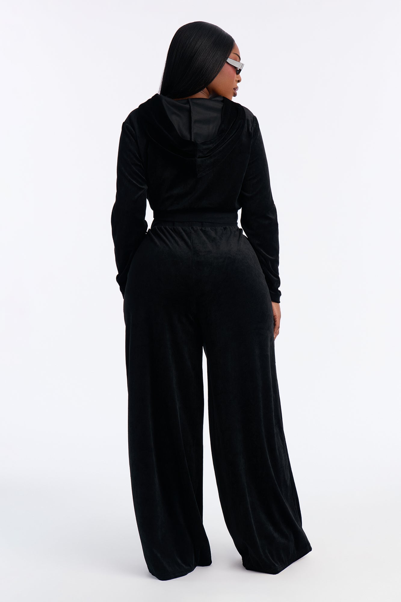 The Original Trendsetter Wide Leg Velour Set - Black