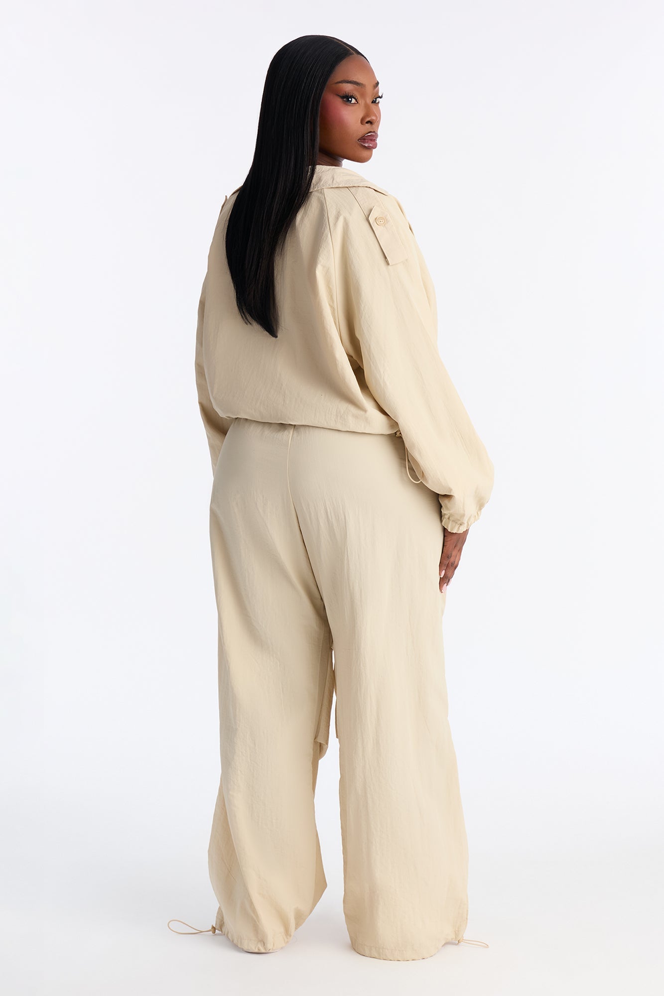 Janet Windbreaker Jogger Set - Stone