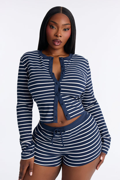 Harbor Days Striped Short Set - Navy