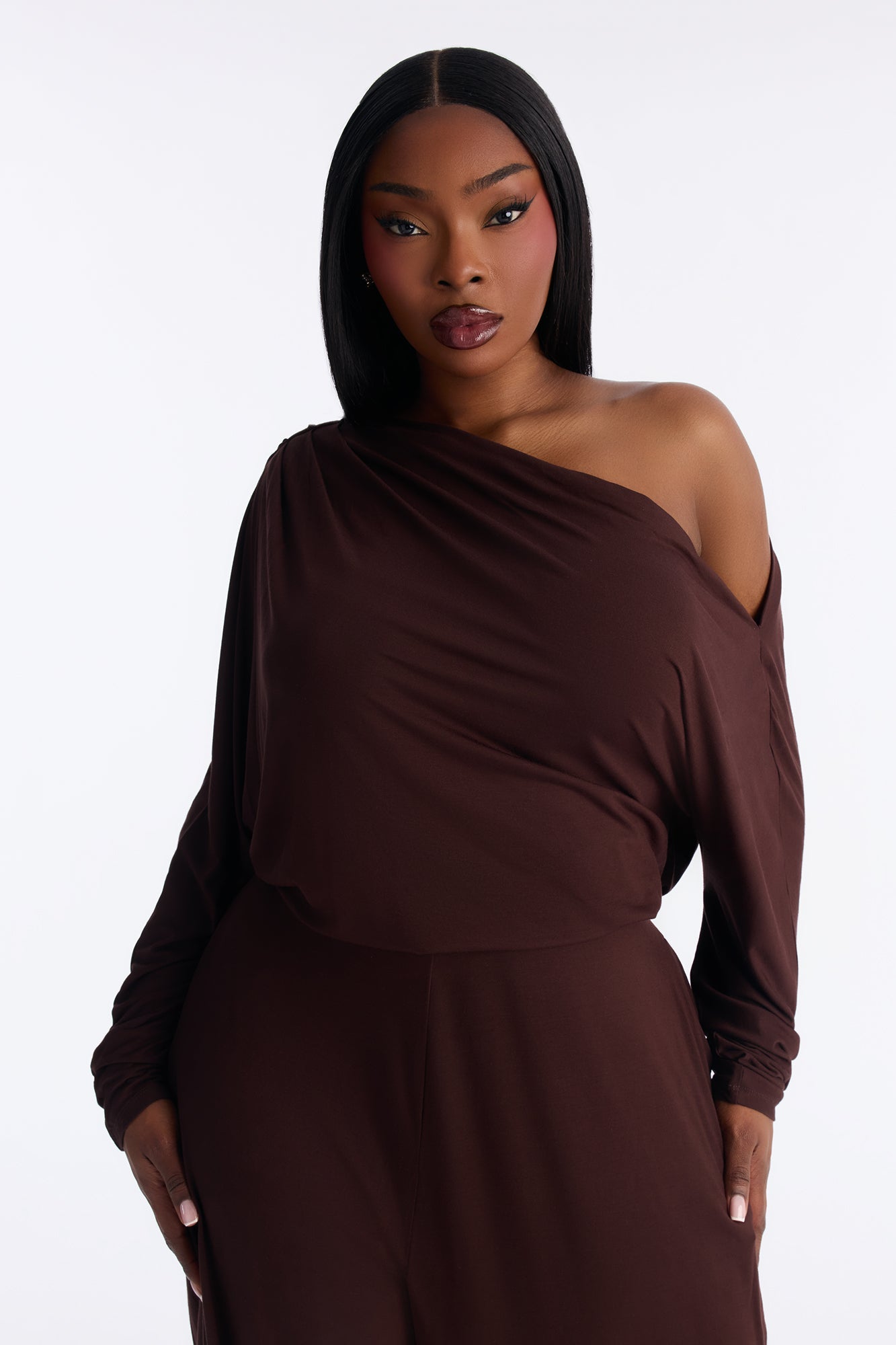 Bria Barrel Wide Leg Jumpsuit - Chocolate