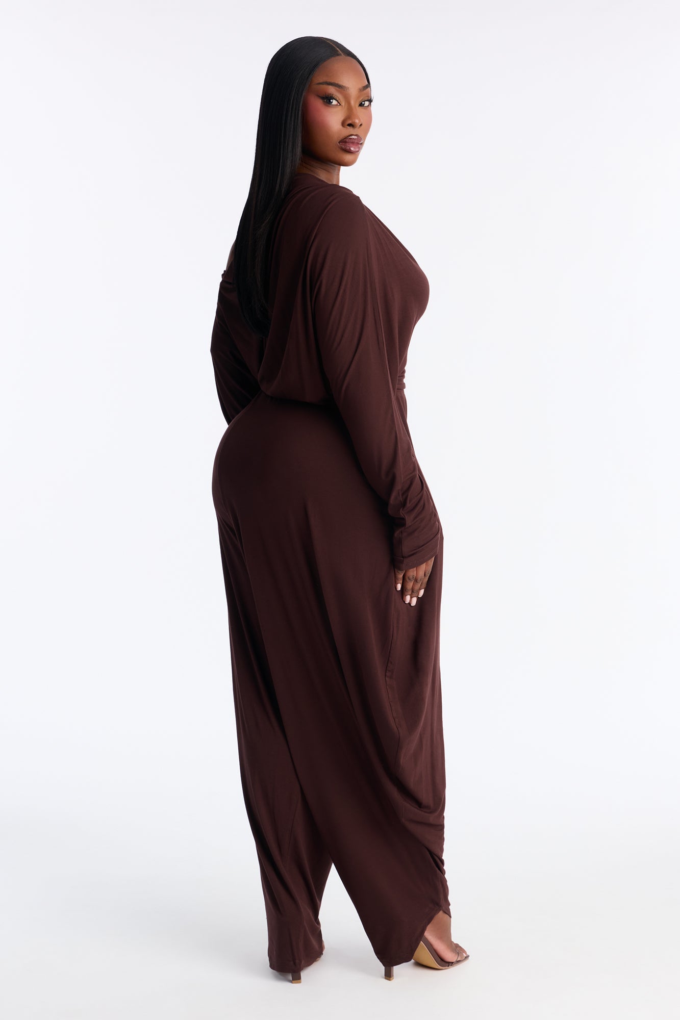 Bria Barrel Wide Leg Jumpsuit - Chocolate