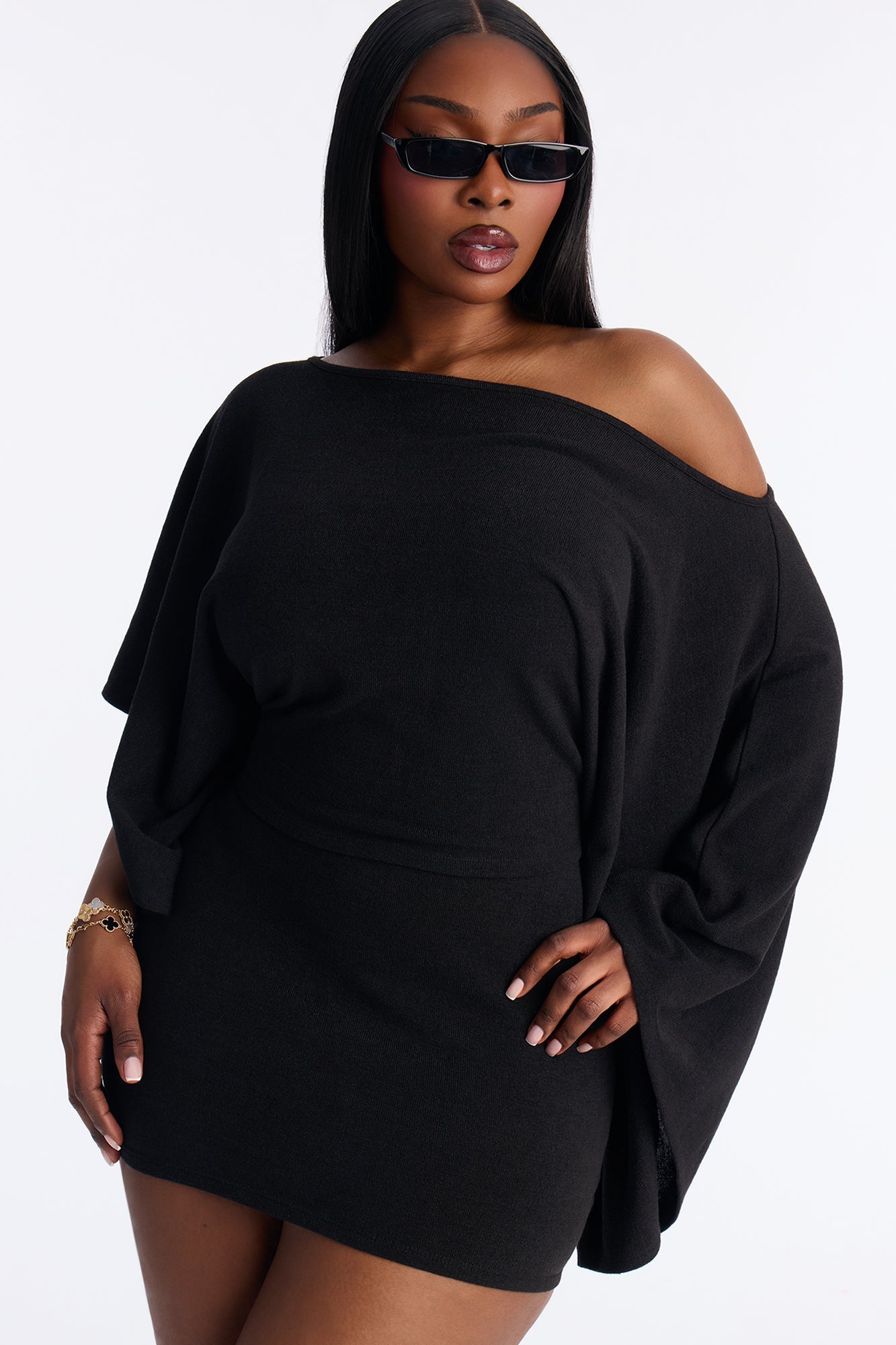 Isabella Strapless Sweater Mini Dress Set - Black