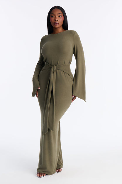Tabitha Sweater Maxi Dress - Olive