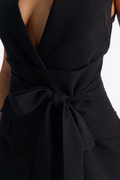 Sable Belted Sleeveless Mini Dress - Black