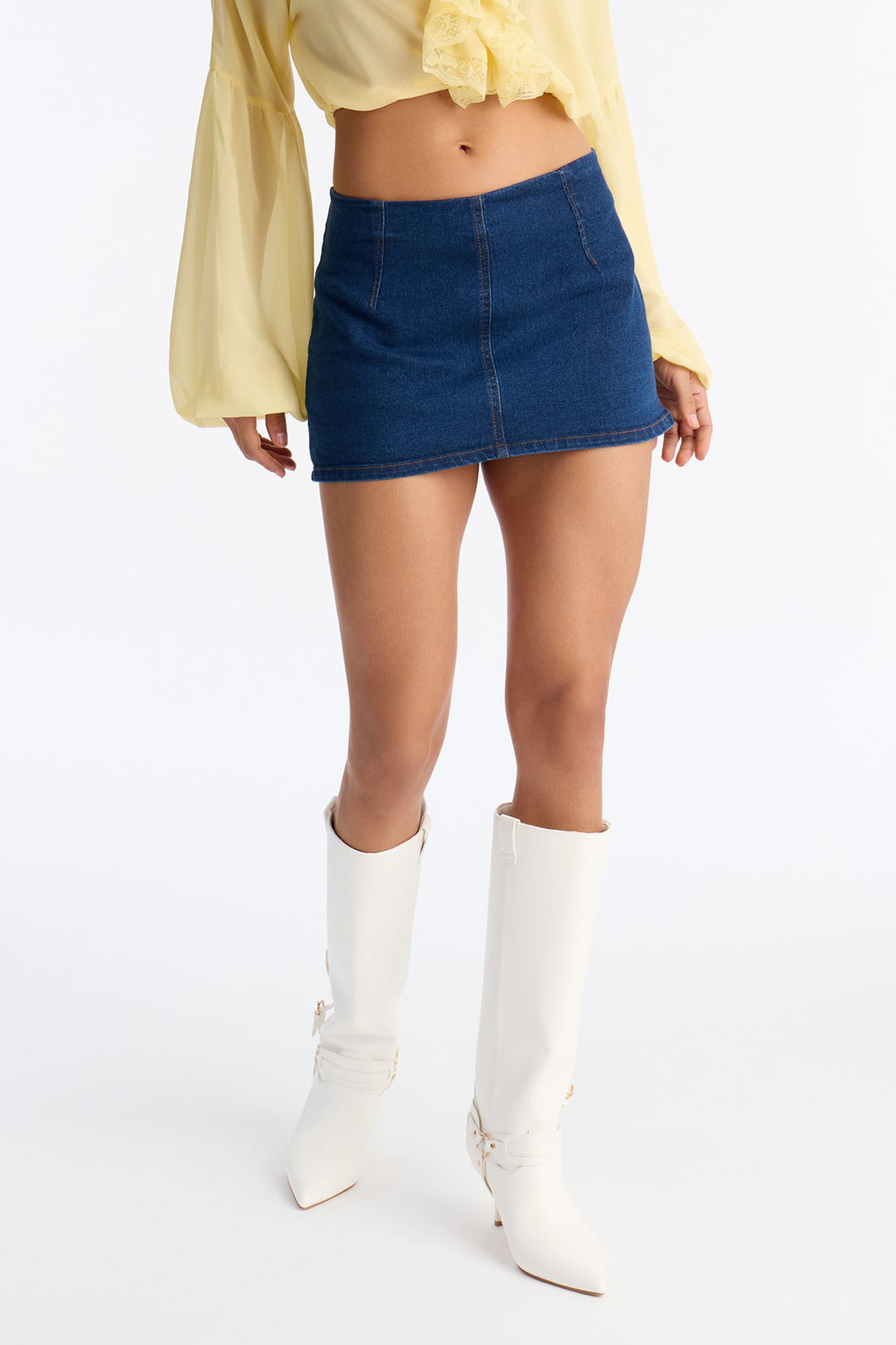 Danielle Denim Micro Mini Skort - Rinse Blue Wash