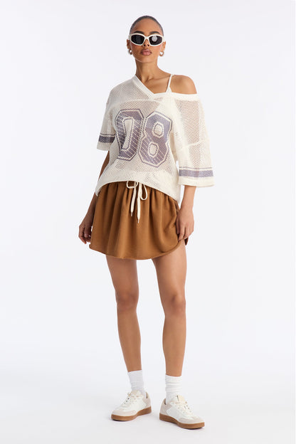 Gabby French Terry Micro Mini Skirt - Cognac