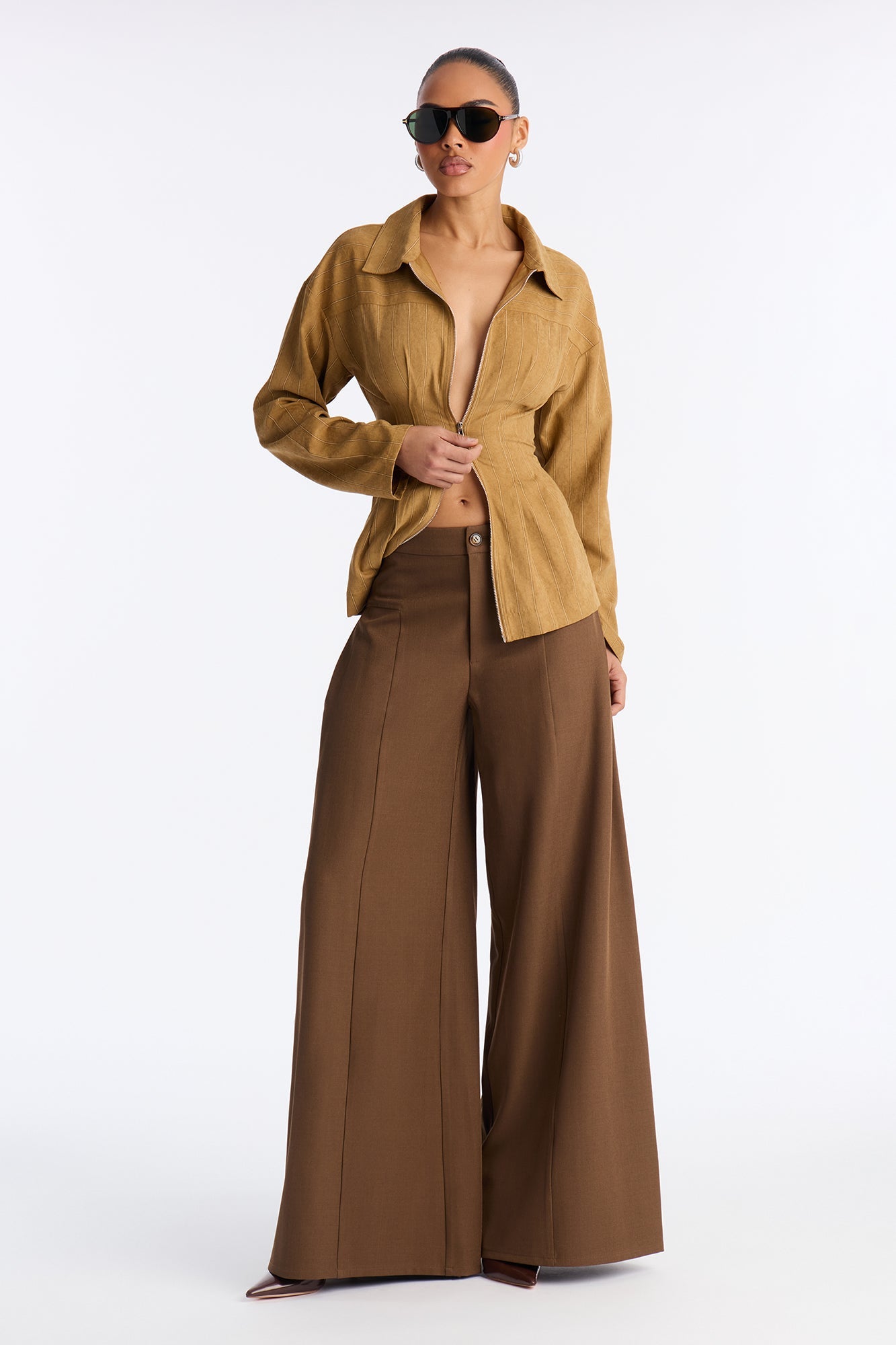 Carmina Wide Leg Pant 33″ - Mocha