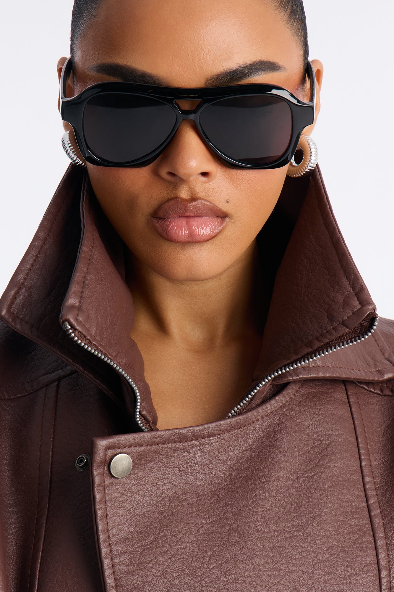 Harlem Faux Leather Moto Jacket - Brown