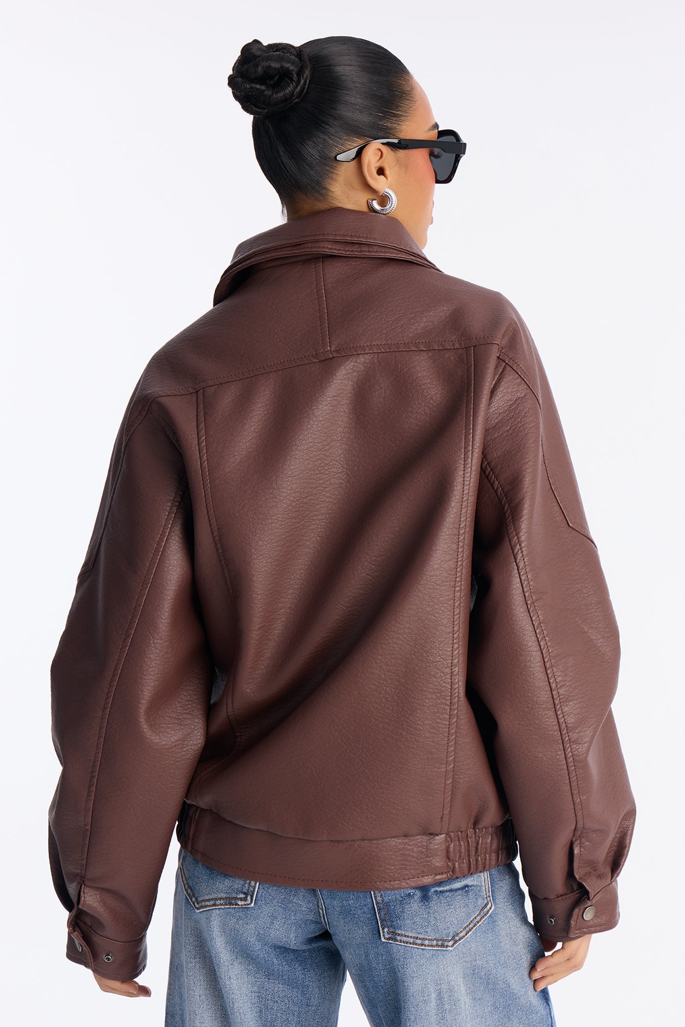 Harlem Faux Leather Moto Jacket - Brown