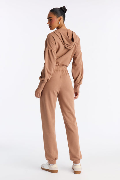 Let Me Know Lounge Jumpsuit - Taupe