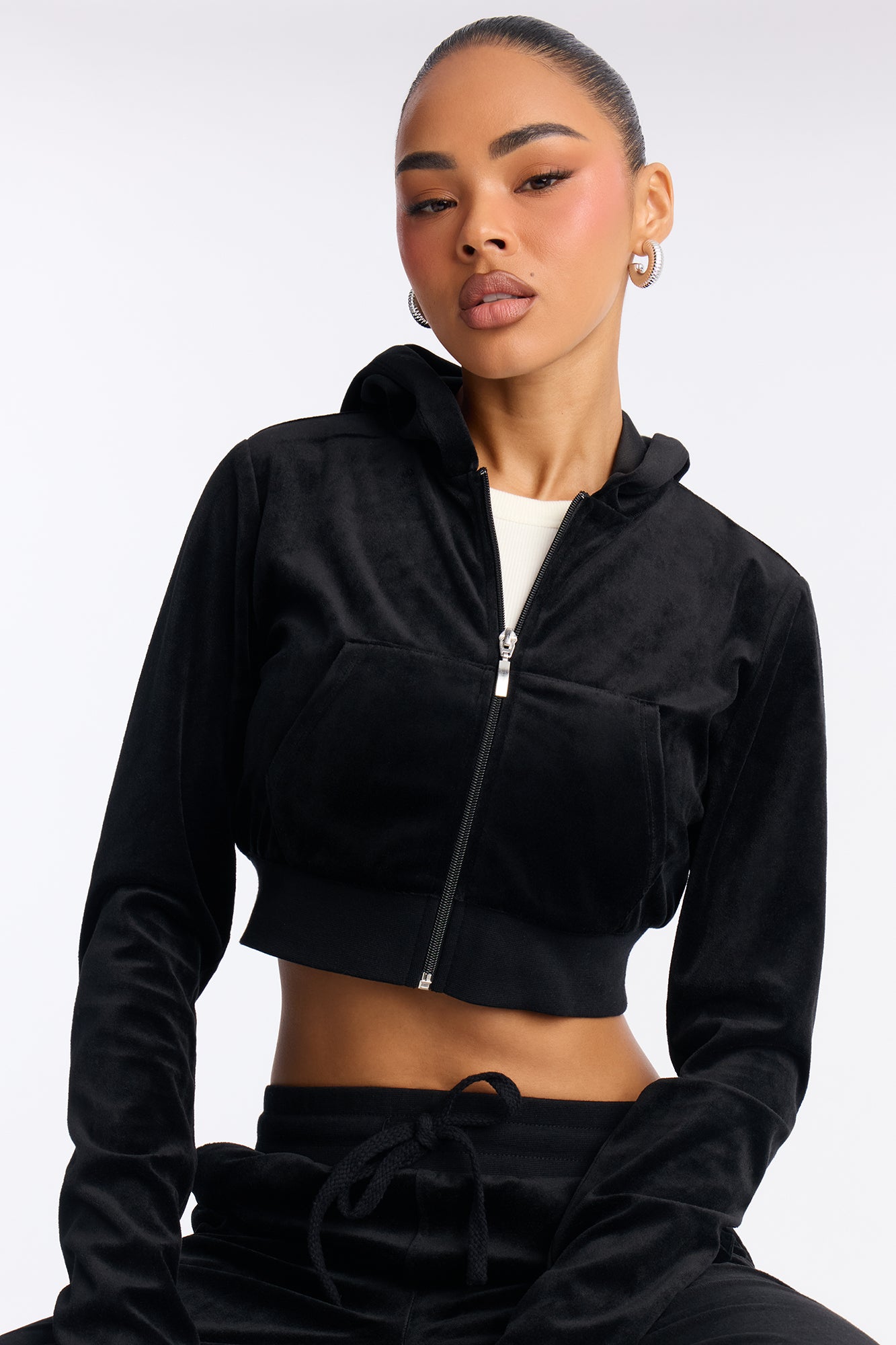 The Original Trendsetter Wide Leg Velour Set - Black