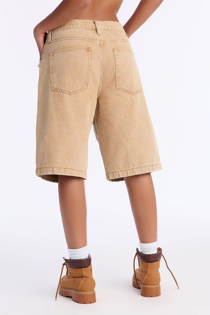 Work Smarter Utility Denim Jorts - Khaki