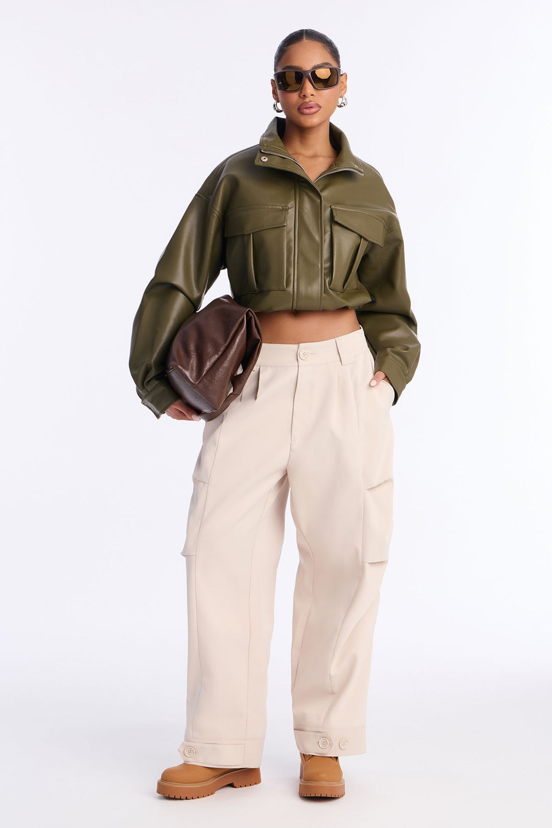 Kayla Barrel Leg Pant - Stone