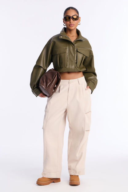 Kayla Barrel Leg Pant - Stone