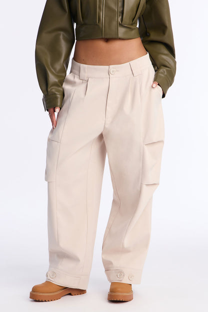 Kayla Barrel Leg Pant - Stone