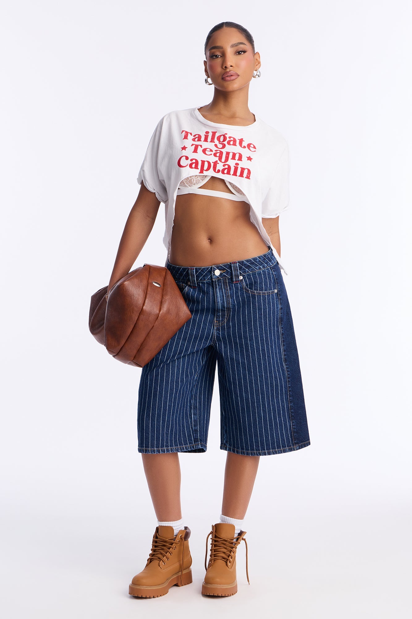 Legendary Striped Denim Jorts - Dark Wash