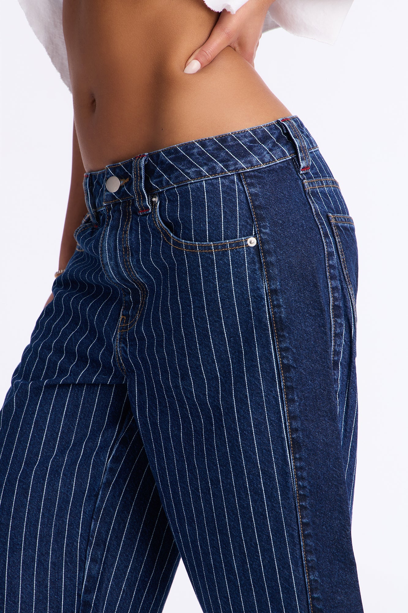 Legendary Striped Denim Jorts - Dark Wash
