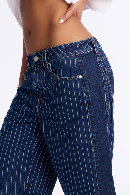 Legendary Striped Denim Jorts - Dark Wash