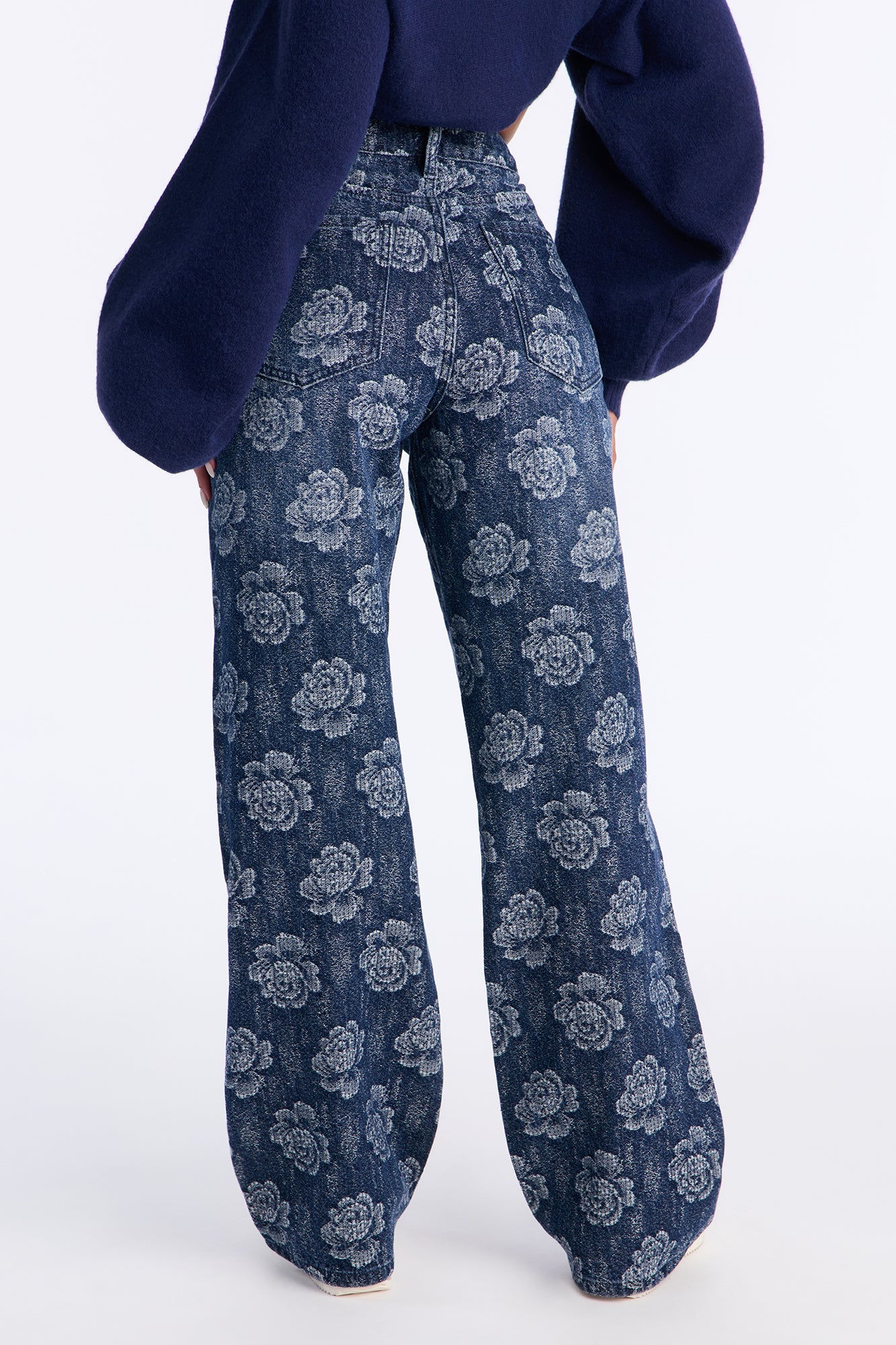 Smell The Roses Patterned Jeans - Dark Wash