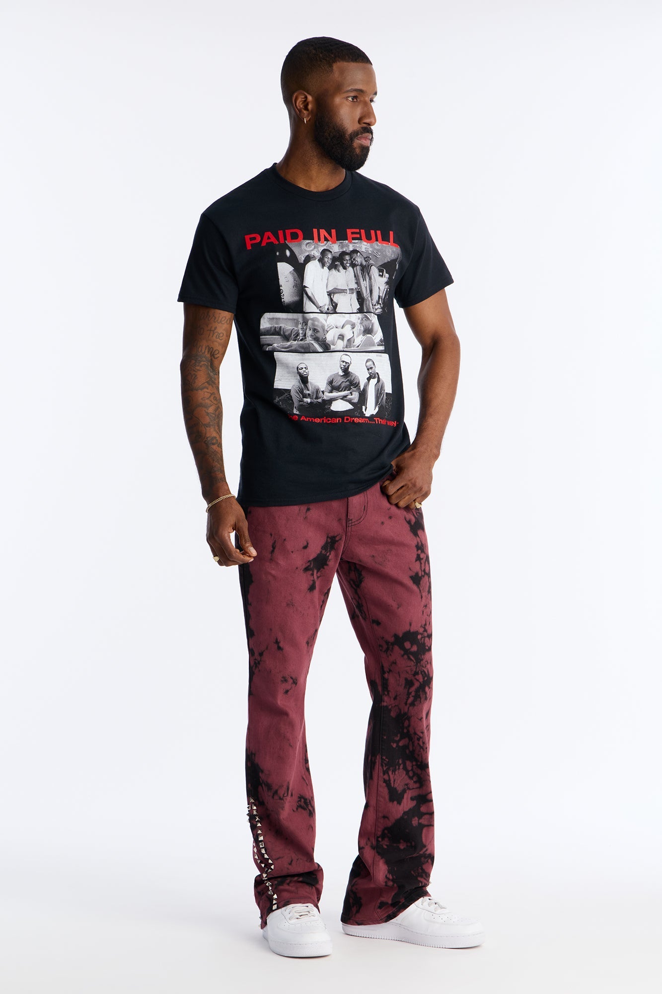 Stacked Skinny Flare Dare Ya Tie Dyed Jean - Burgundy