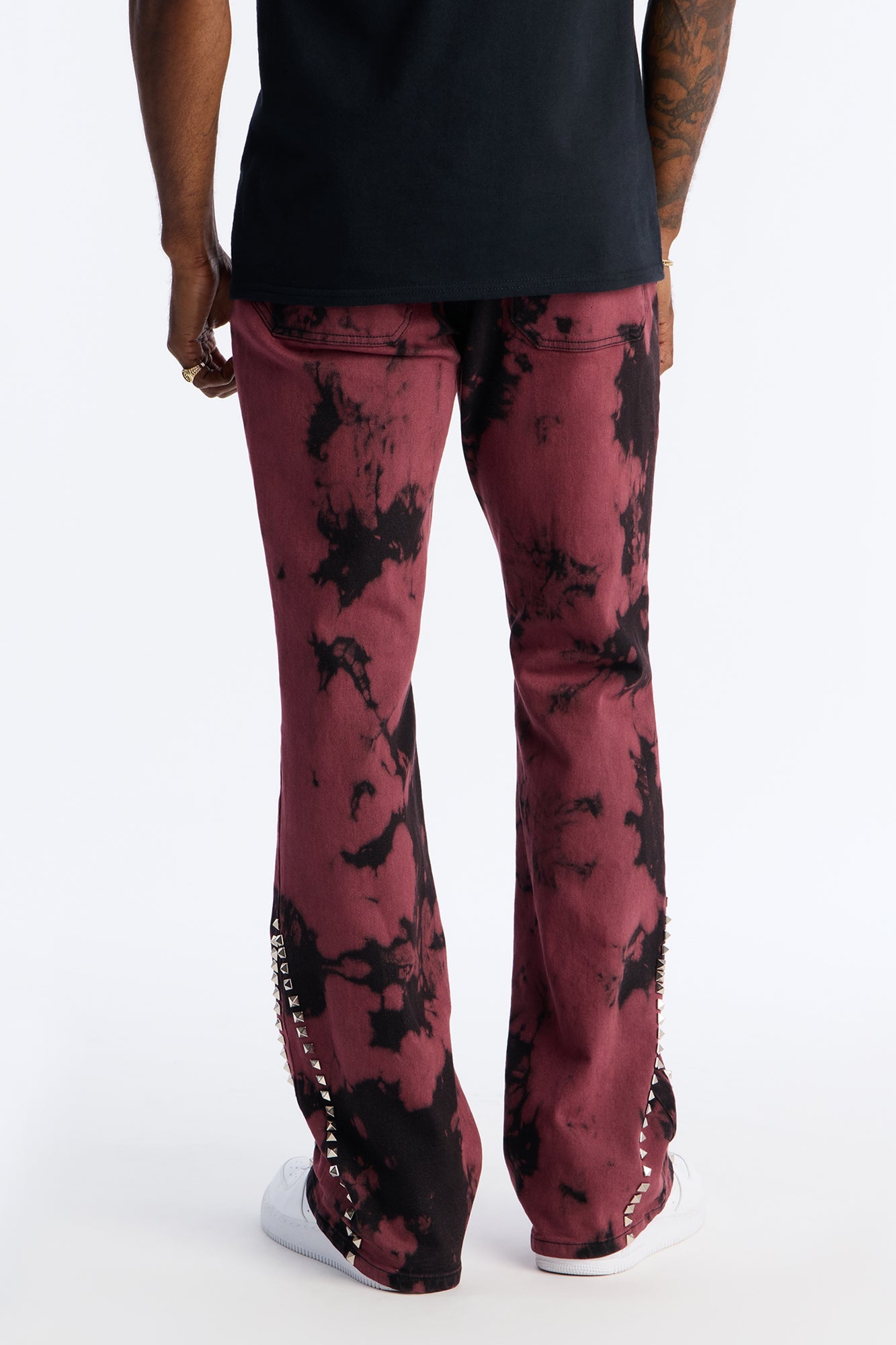 Stacked Skinny Flare Dare Ya Tie Dyed Jean - Burgundy