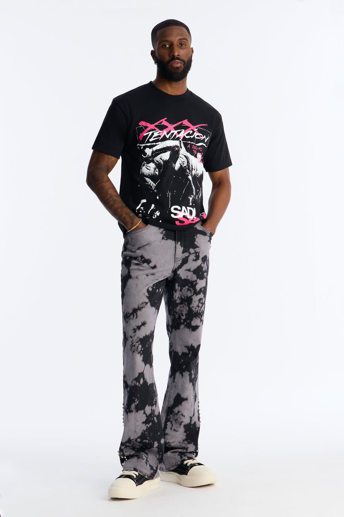 Stacked Skinny Flare Dare Ya Tie Dyed Jean - Grey