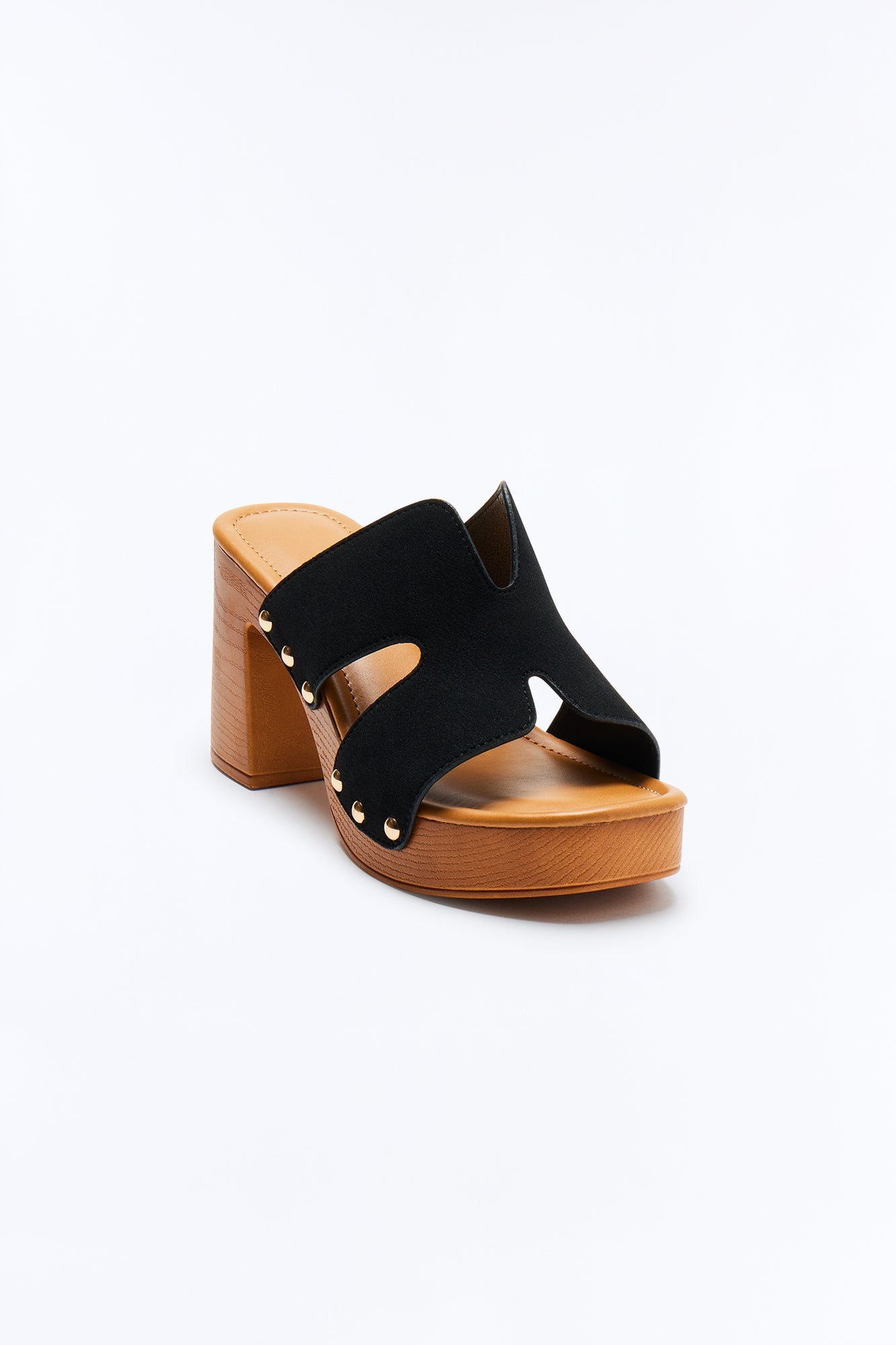 Hadleigh Studded Wood Heels - Black