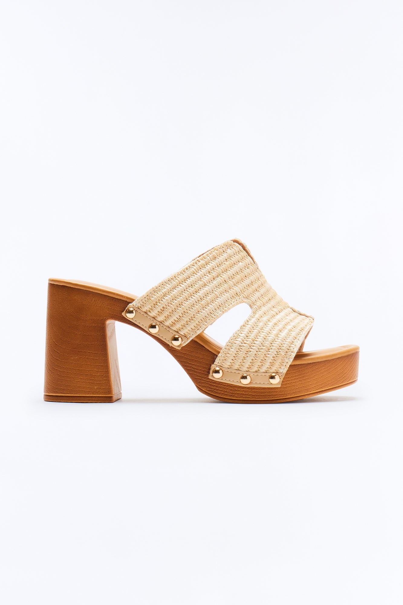 Hadleigh Studded Wood Heels - Natural