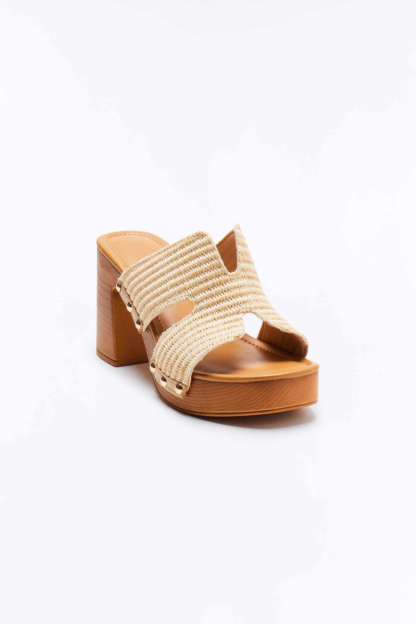 Hadleigh Studded Wood Heels - Natural