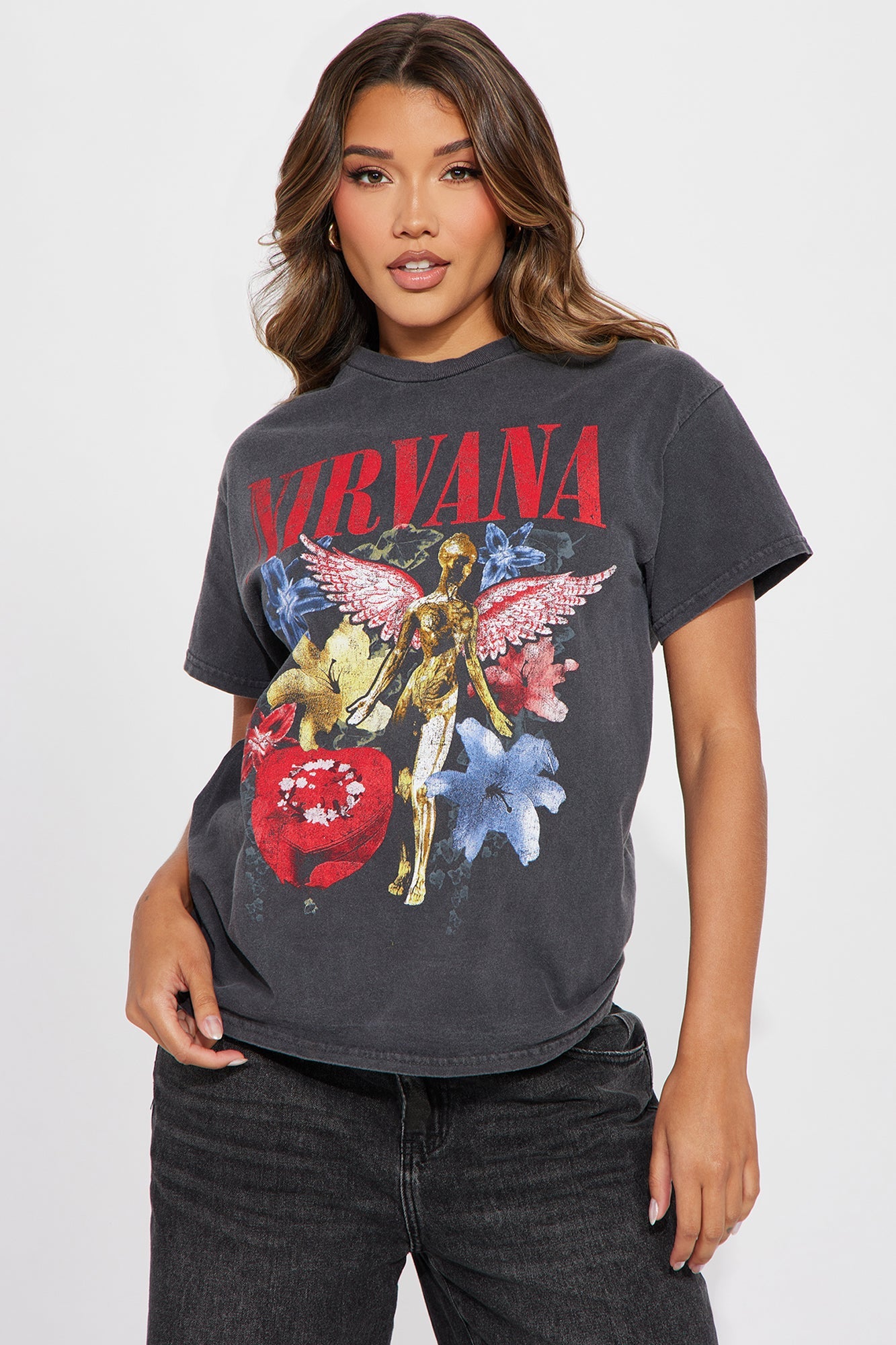 Nirvana Angels In The Sky Tee - Black Wash