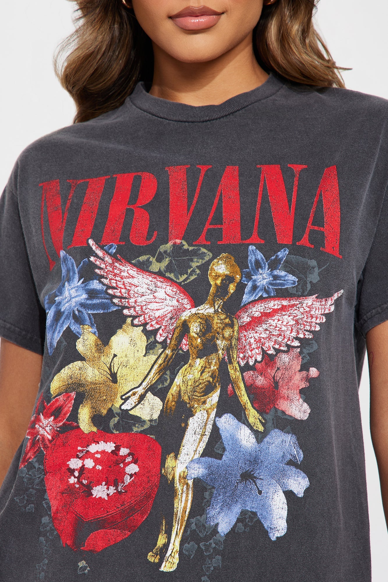 Nirvana Angels In The Sky Tee - Black Wash