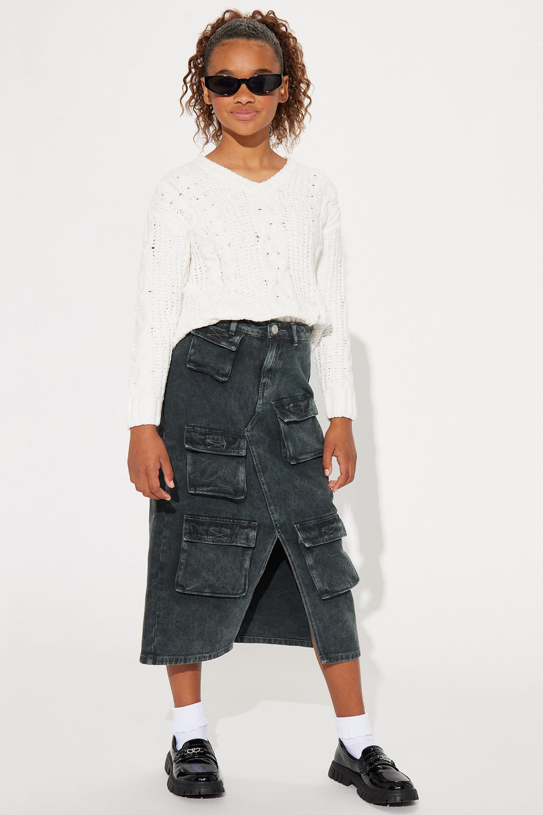 Mini Multi Pocket Cargo Maxi Skirt - Green