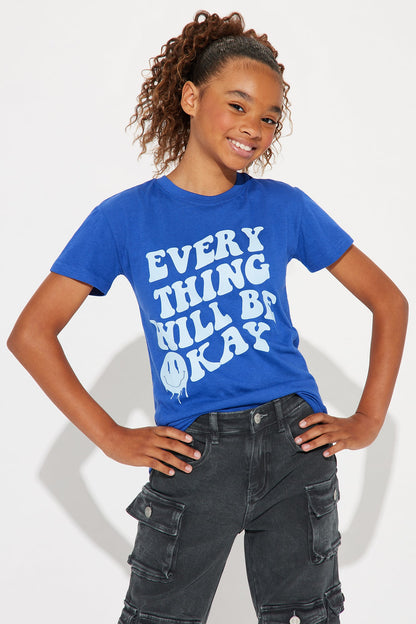 Mini Everything Will Be Okay Short Sleeve Tee - Royal