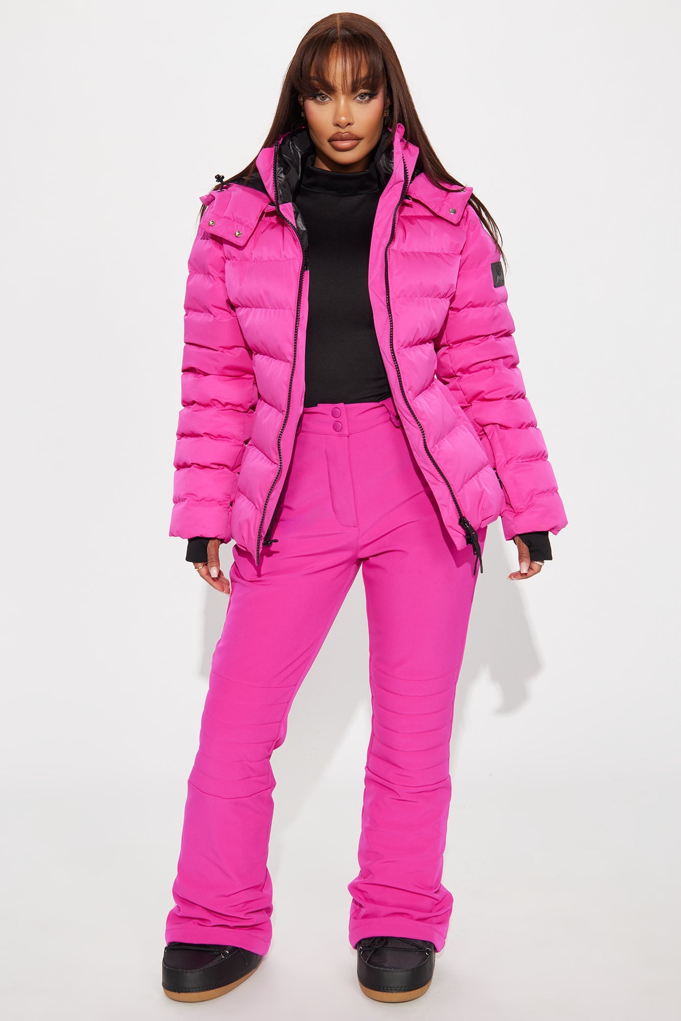 Grab My Skis Puffer Jacket - Fuchsia
