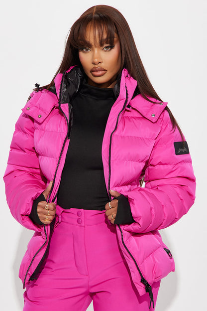Grab My Skis Puffer Jacket - Fuchsia