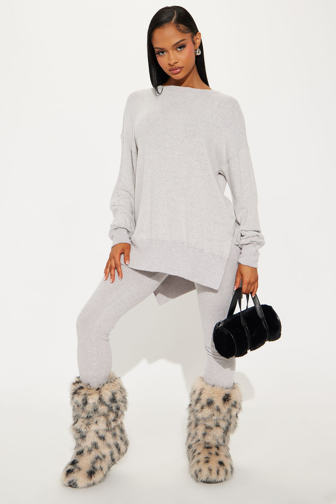The Perfect Cozy Legging Set - Heather Grey