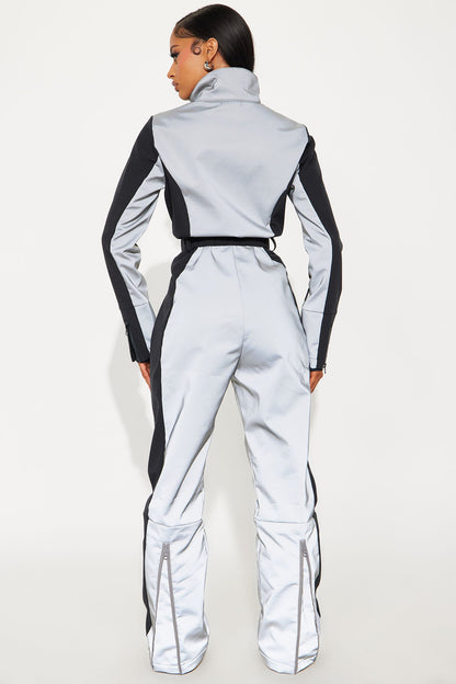 Winter Sports Reflective Ski Jumpsuit - Black