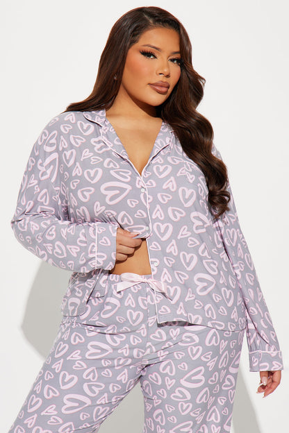 Be My Love PJ Pant Set - Grey/combo