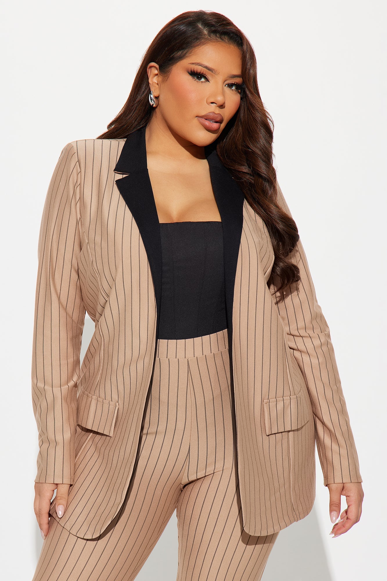 Nine To Thrive Blazer And Pant Set - Taupe