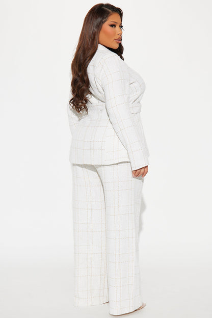 In Control Tweed Pant Set - White