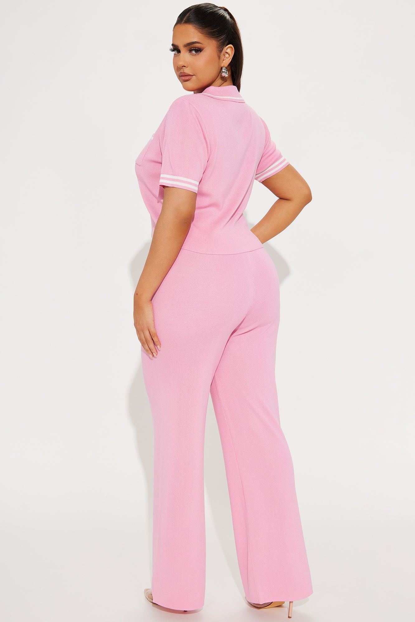 Preppy Babe Sweater Pant Set - Pink