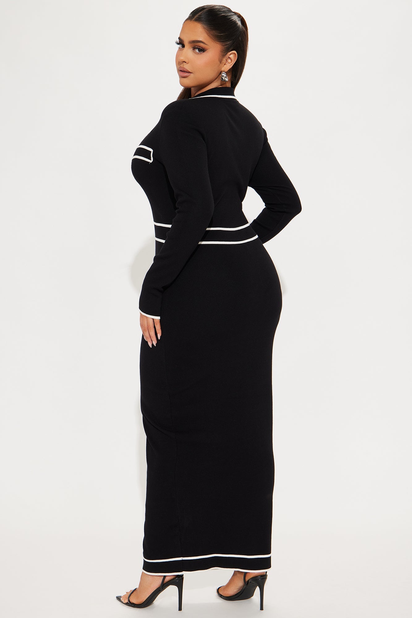 Helena Sweater Maxi Dress - Black/White