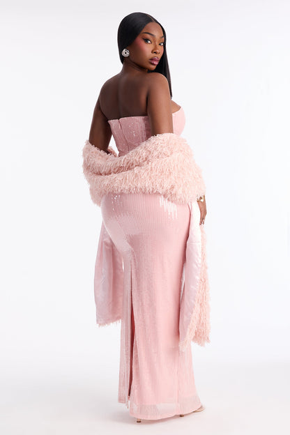 Crystal Crush 2 Piece Sequin Gown Set - Pink