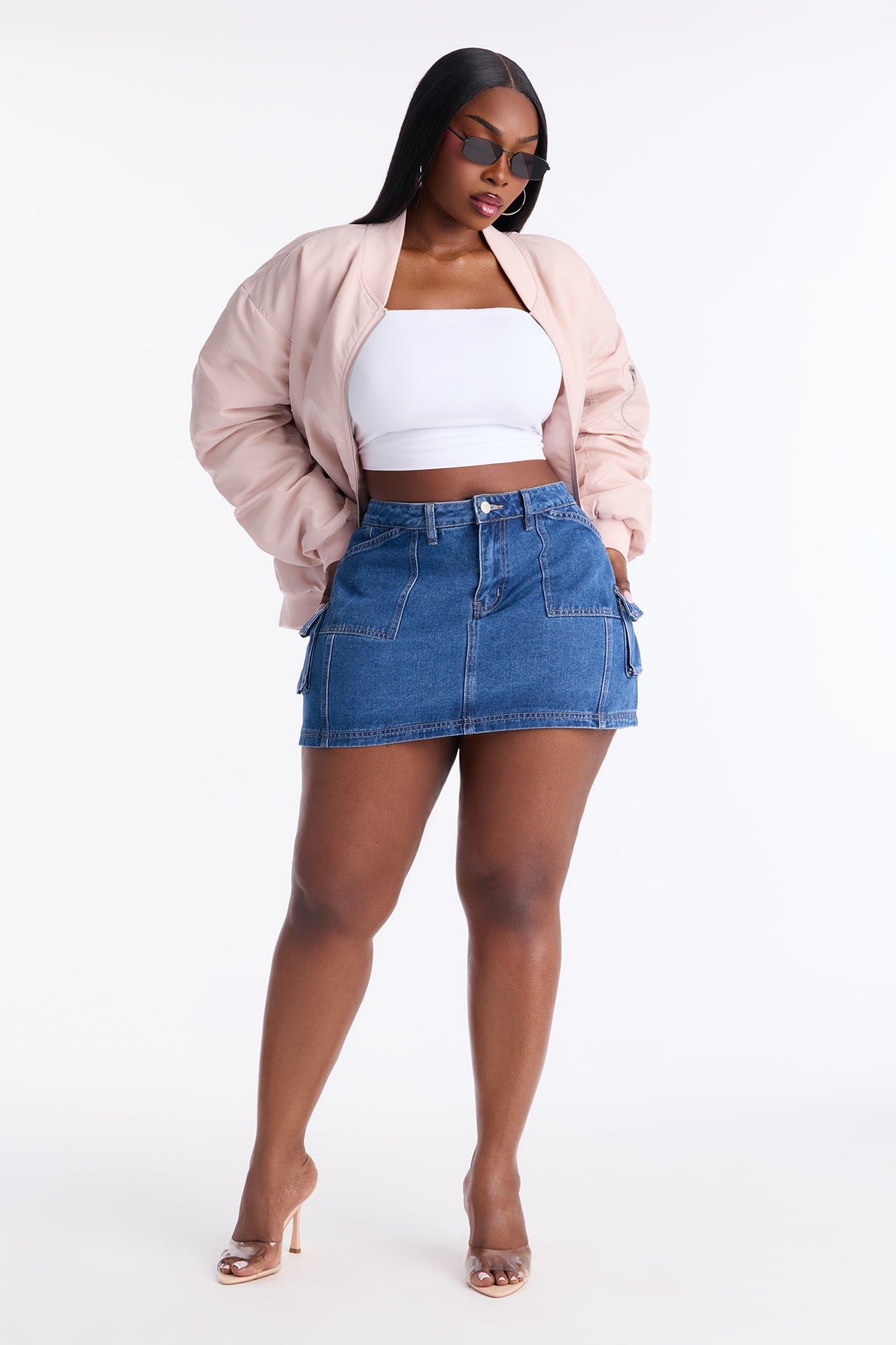 City Streets Cargo Denim Mini Skirt - Dark Wash