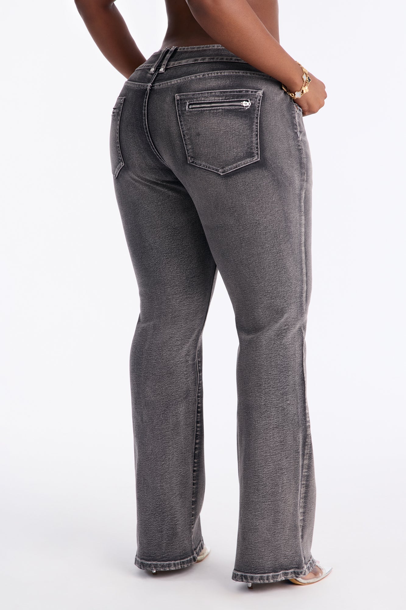Y2K Stretch Flare Jeans - Black Wash