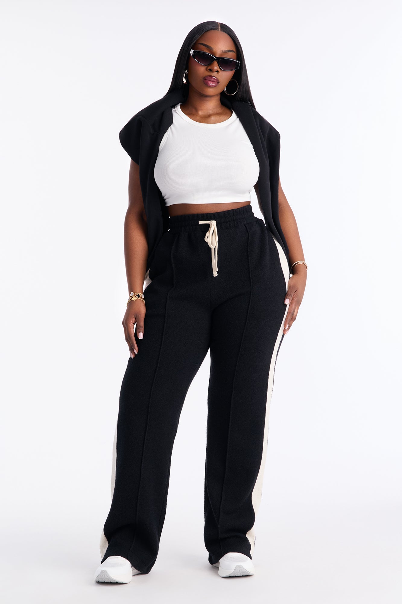 Sammy Knitwear Wide Leg Pant 32″ - Black/combo