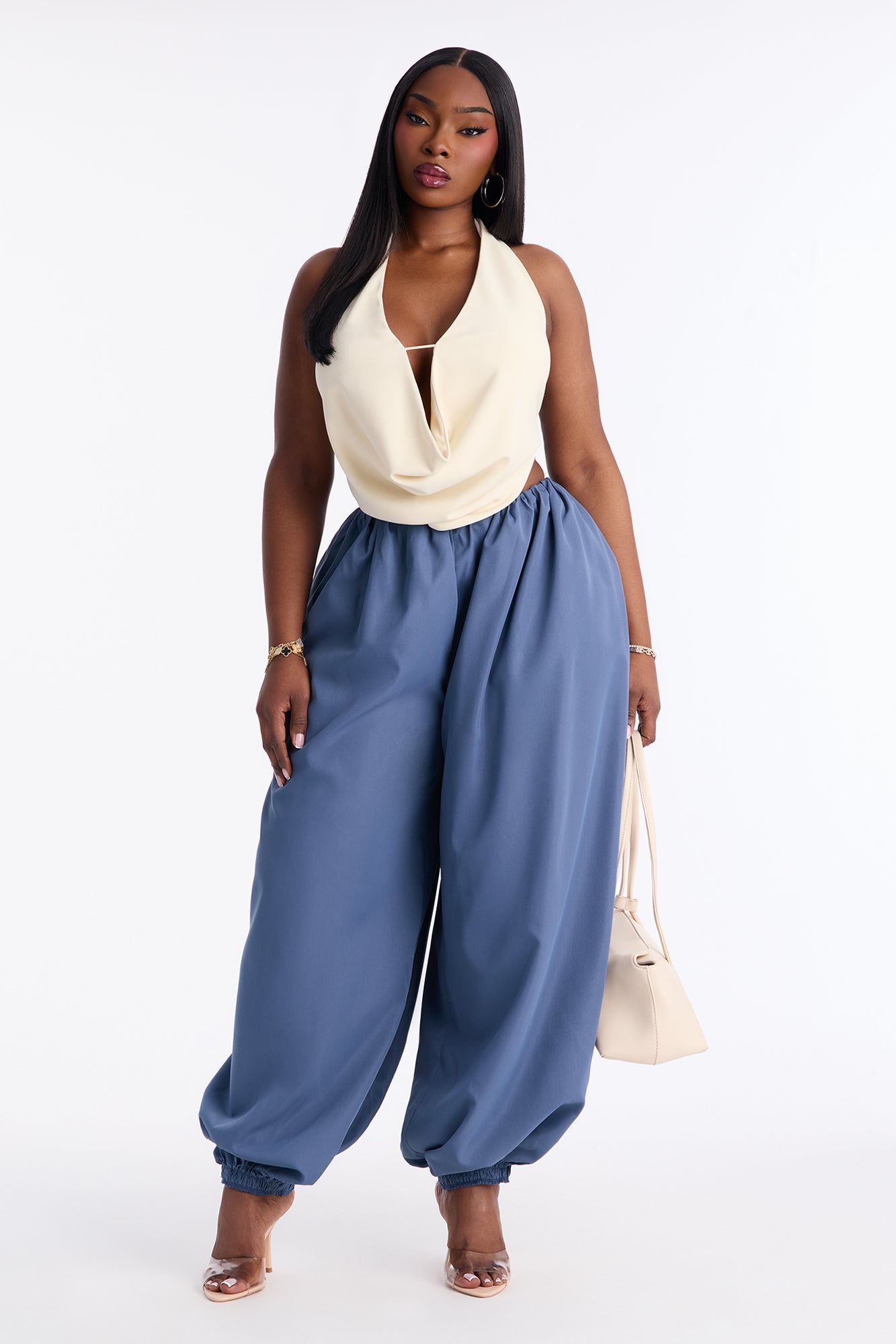 Ember Poplin Balloon Jogger Pant 31″ - Blue
