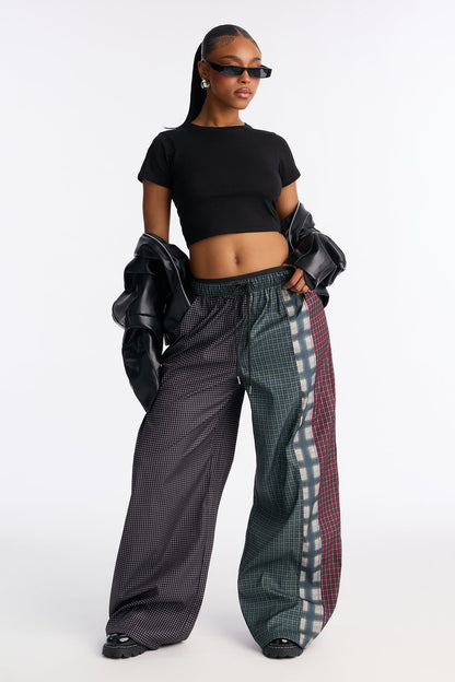 Chill But Killer Mixed Plaid Windbreaker Pant 33″ - Grey/combo