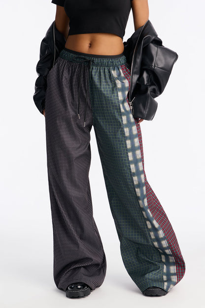 Chill But Killer Mixed Plaid Windbreaker Pant 33″ - Grey/combo